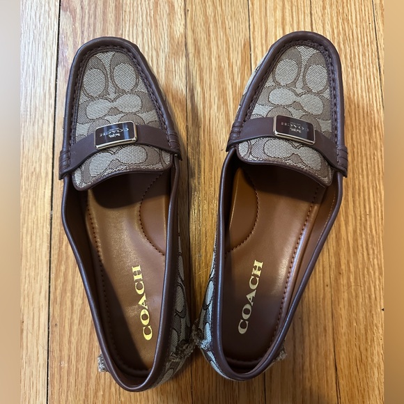 Coach Tan and Brown Monogram Loafers - Picture 1 of 7